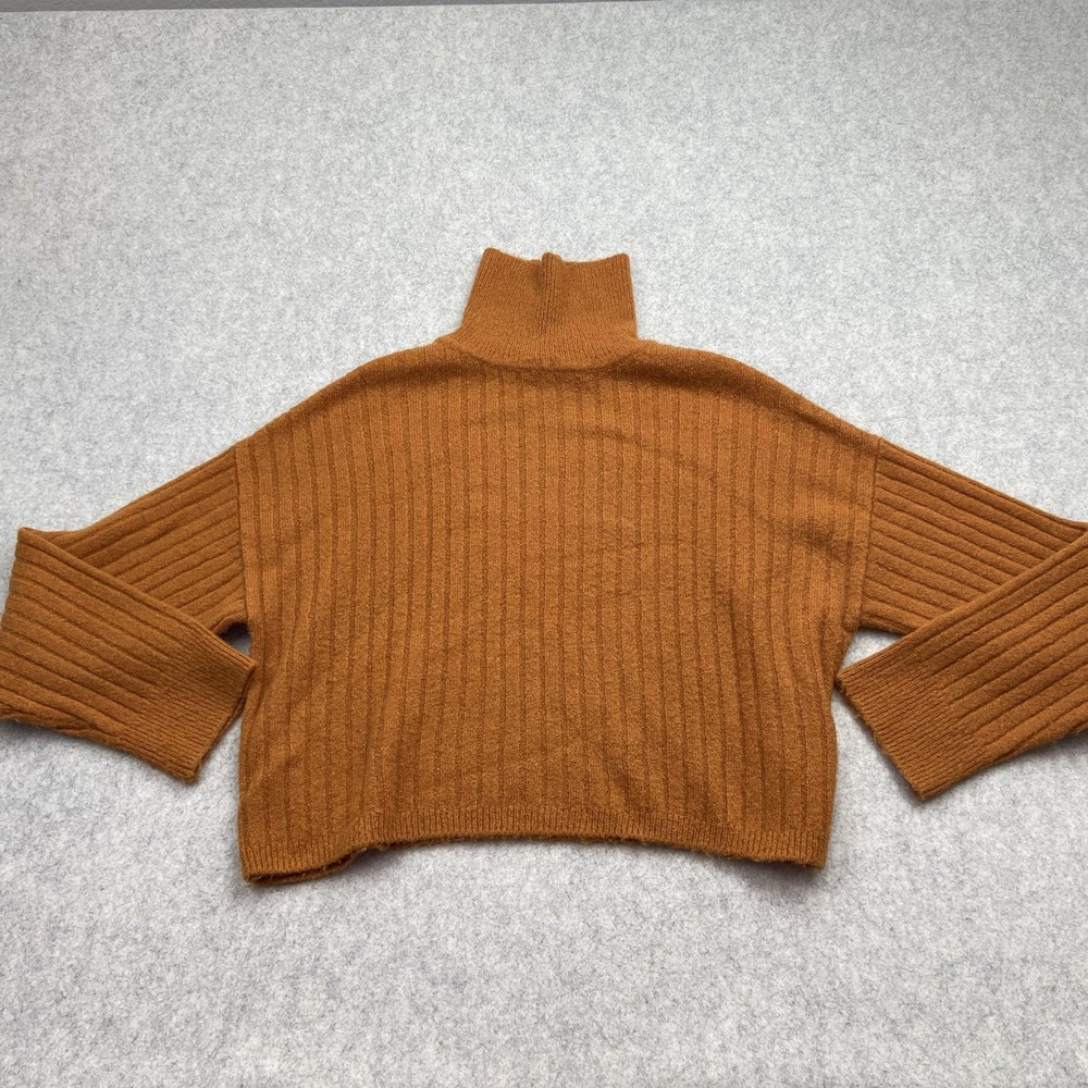 ASOS Sweater Womens 6 Brown Ribbed Knit Turtleneck Long Sleeve Relaxed Pullover